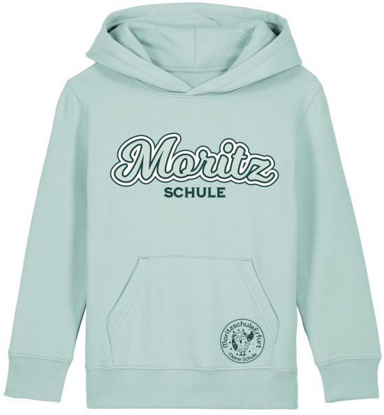 Hoodie | Kinder | retro | caribbean blue | Moritzschule Erfurt